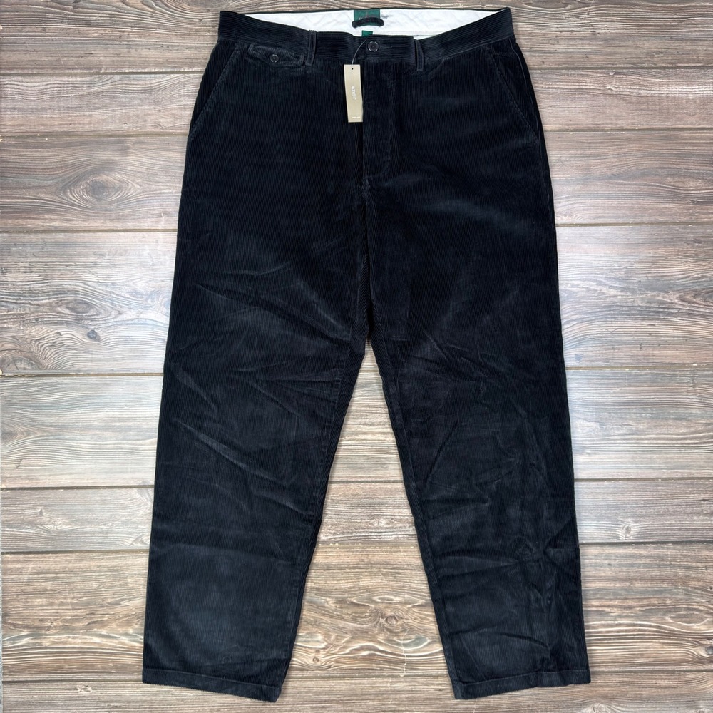 J.Crew Mens Size 36x32 Corduroy Pants Black CM622 Straight Leg Cotton NWT